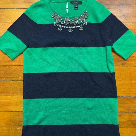 J.Crew Green and Navy Striped sweater - Picture 1 of 4